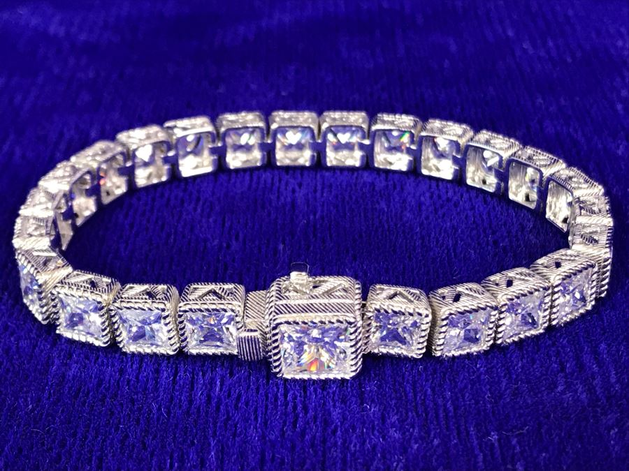 Judith Ripka Sterling Silver CZ Bracelet 25.8g [Photo 3]
