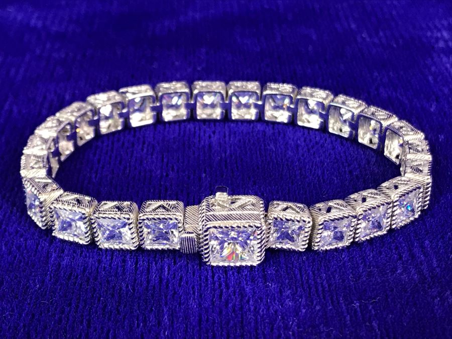 Judith Ripka Sterling Silver CZ Bracelet 25.8g [Photo 6]