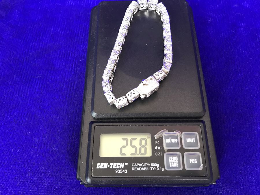 Judith Ripka Sterling Silver CZ Bracelet 25.8g [Photo 12]