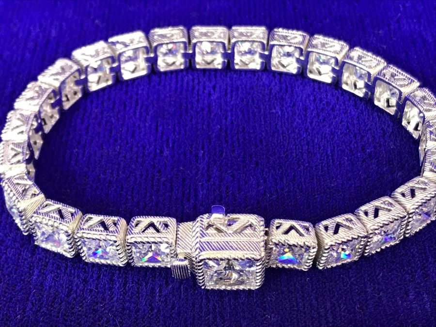 Judith Ripka Sterling Silver CZ Bracelet 25.8g [Photo 5]