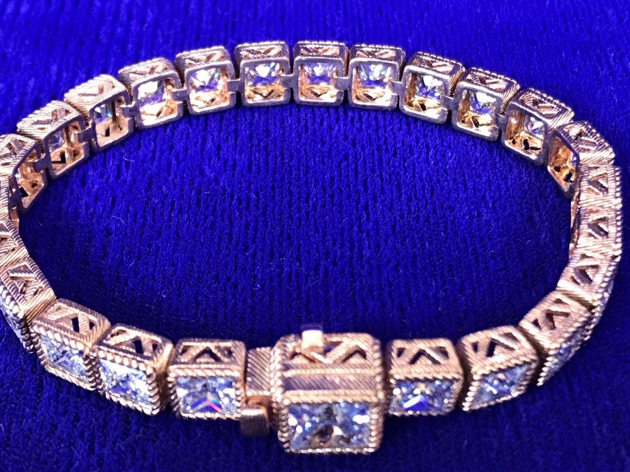 Judith Ripka Sterling Silver CZ Bracelet 27.4g [Photo 5]
