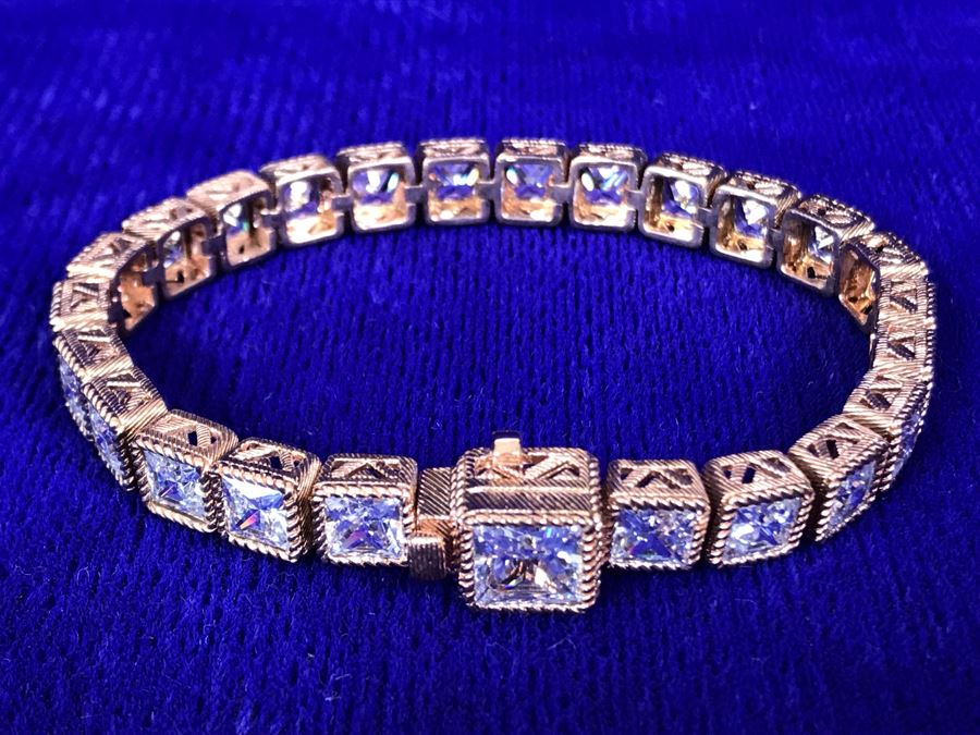 Judith Ripka Sterling Silver CZ Bracelet 27.4g