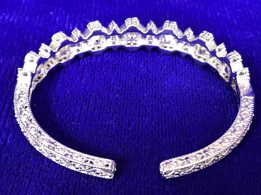 Judith Ripka Sterling Silver 925 CZ Bling Cuff Bracelet 25.6g [Photo 16]