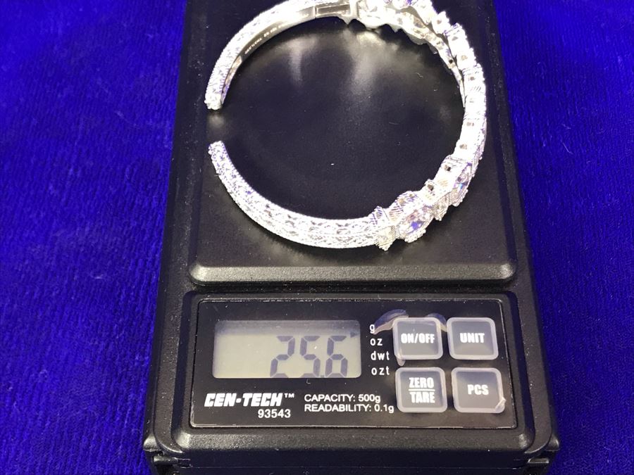 Judith Ripka Sterling Silver 925 CZ Bling Cuff Bracelet 25.6g [Photo 17]