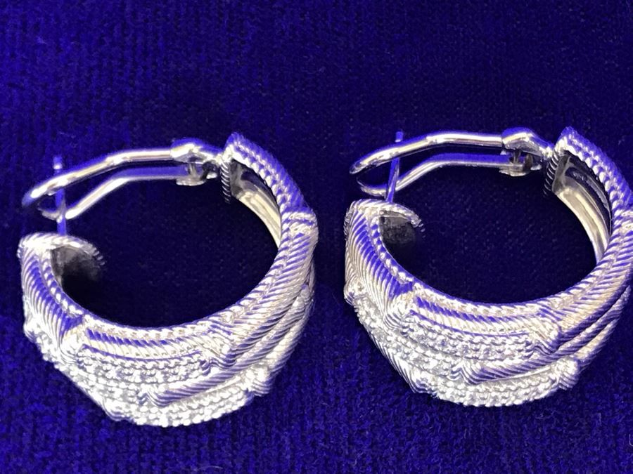 Judith Ripka Sterling Silver CZ Earrings Pierced 18.3g [Photo 4]
