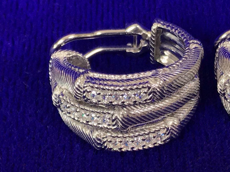 Judith Ripka Sterling Silver CZ Earrings Pierced 18.3g [Photo 5]