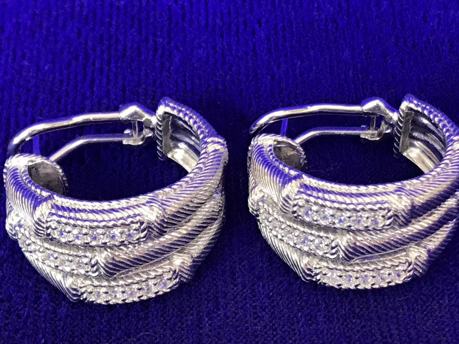 Judith Ripka Sterling Silver CZ Earrings Pierced 18.3g [Photo 3]