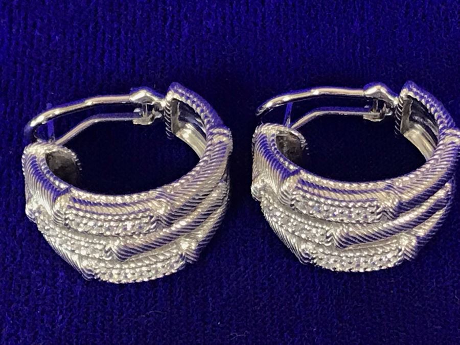 Judith Ripka Sterling Silver CZ Earrings Pierced 18.3g [Photo 6]
