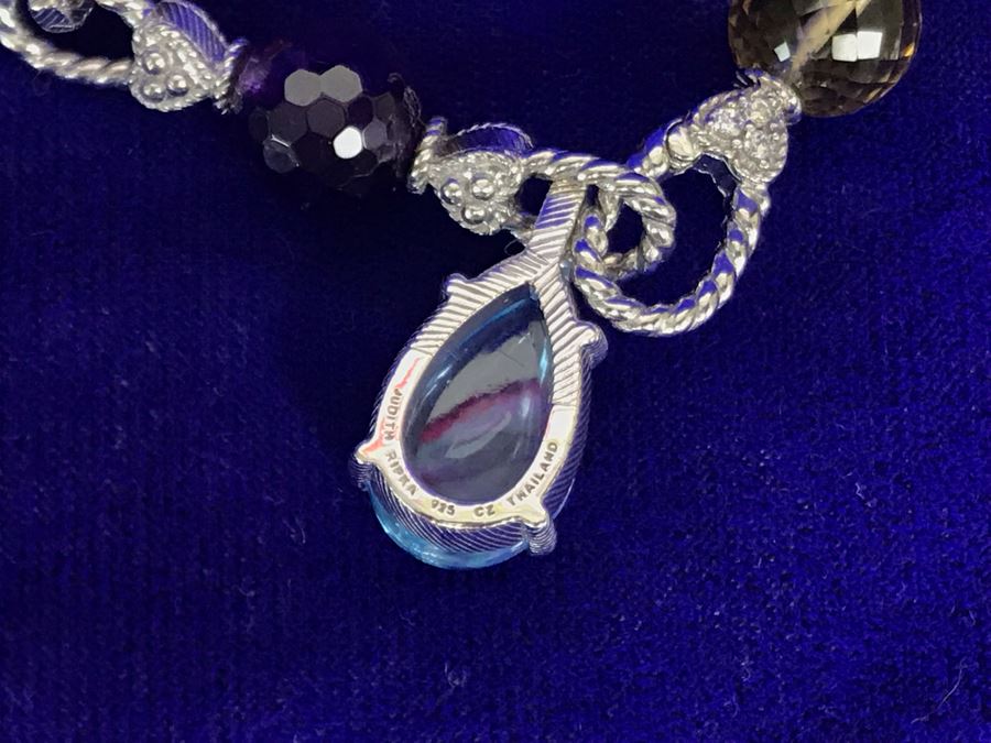 Judith Ripka Sterling Silver CZ Gemstones Necklace 81g [Photo 9]