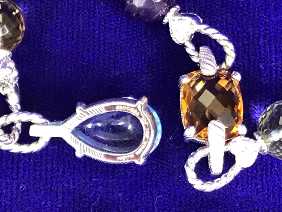 Judith Ripka Sterling Silver CZ Gemstones Necklace 81g [Photo 11]