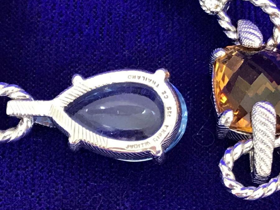 Judith Ripka Sterling Silver CZ Gemstones Necklace 81g [Photo 10]