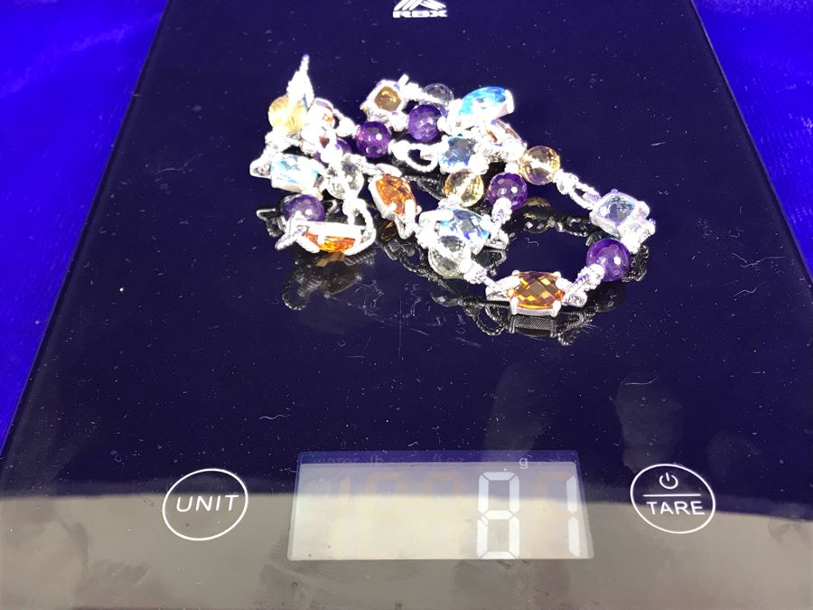 Judith Ripka Sterling Silver CZ Gemstones Necklace 81g [Photo 13]