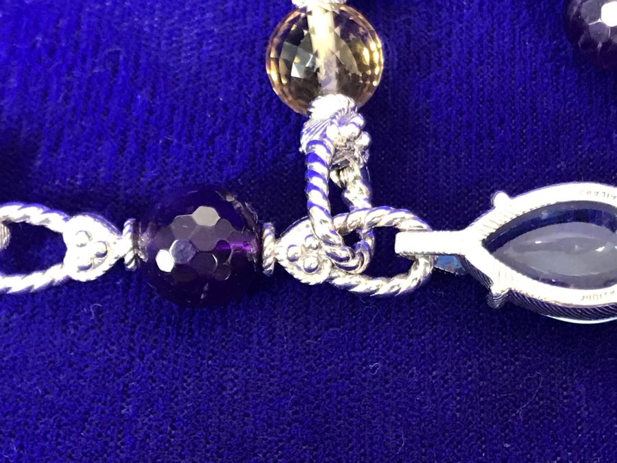 Judith Ripka Sterling Silver CZ Gemstones Necklace 81g [Photo 12]