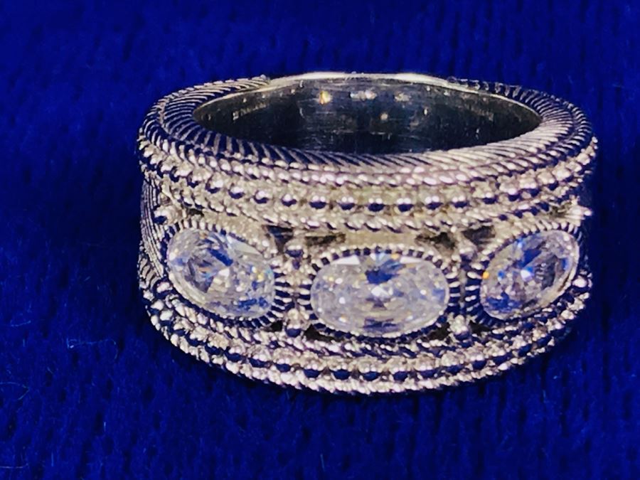 Judith Ripka Sterling Silver CZ Ring Size 5 11.7g [Photo 9]
