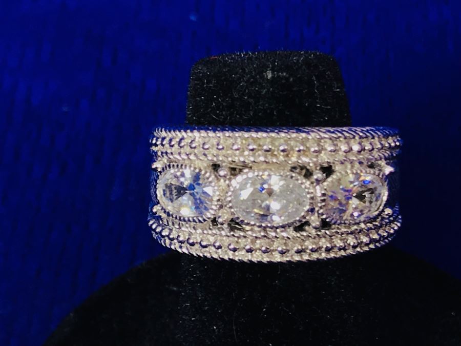 Judith Ripka Sterling Silver CZ Ring Size 5 11.7g [Photo 15]