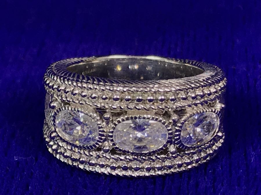 Judith Ripka Sterling Silver CZ Ring Size 5 11.7g [Photo 8]
