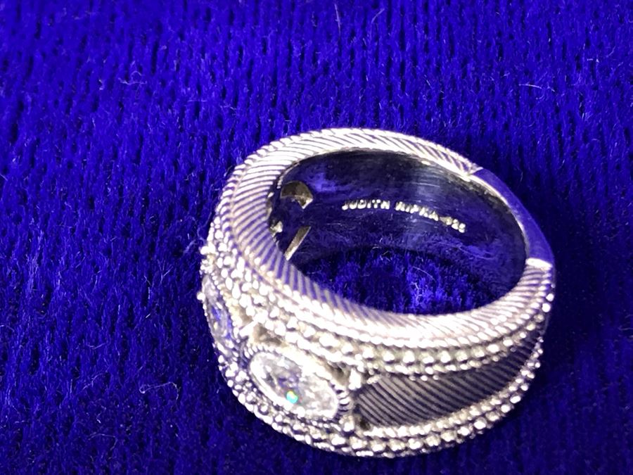 Judith Ripka Sterling Silver CZ Ring Size 5 11.7g [Photo 12]