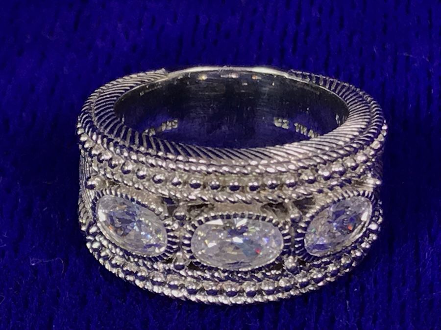 Judith Ripka Sterling Silver CZ Ring Size 5 11.7g [Photo 6]