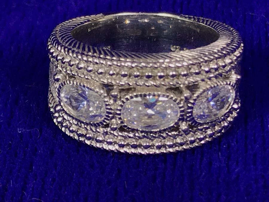 Judith Ripka Sterling Silver CZ Ring Size 5 11.7g [Photo 5]