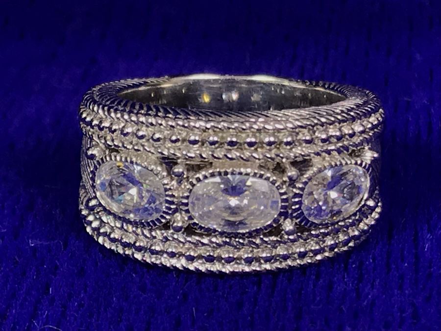 Judith Ripka Sterling Silver CZ Ring Size 5 11.7g [Photo 4]