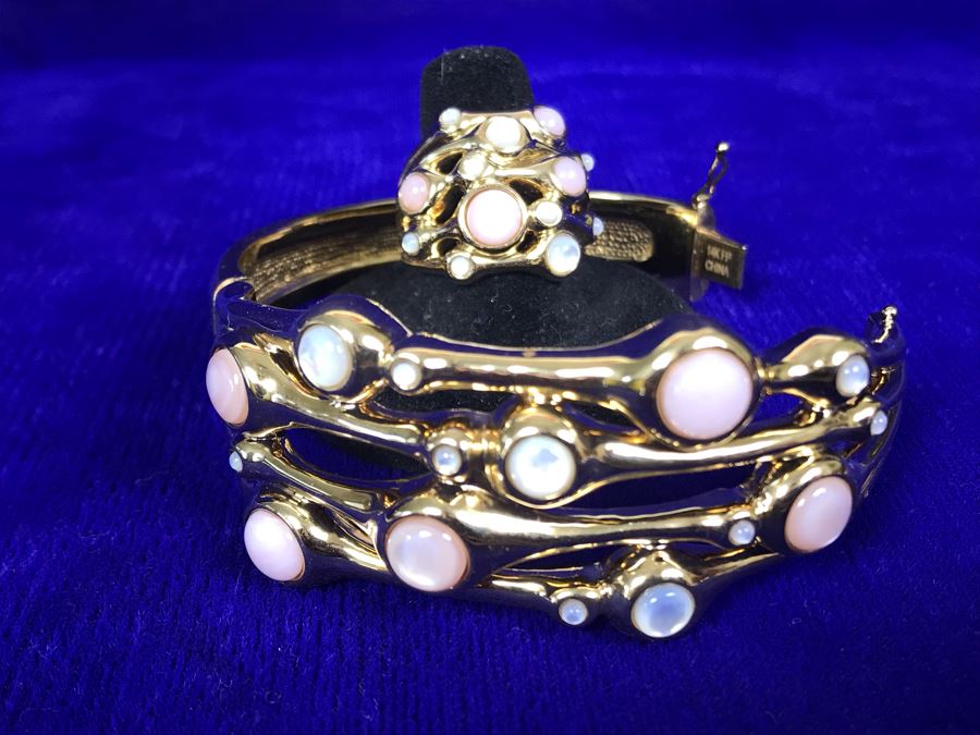 Jewelry Set With 14K FP Gold Silicone Filled Bracelet And 14K FP Gold Silicone Filled Ring Size 8.5 37.5g