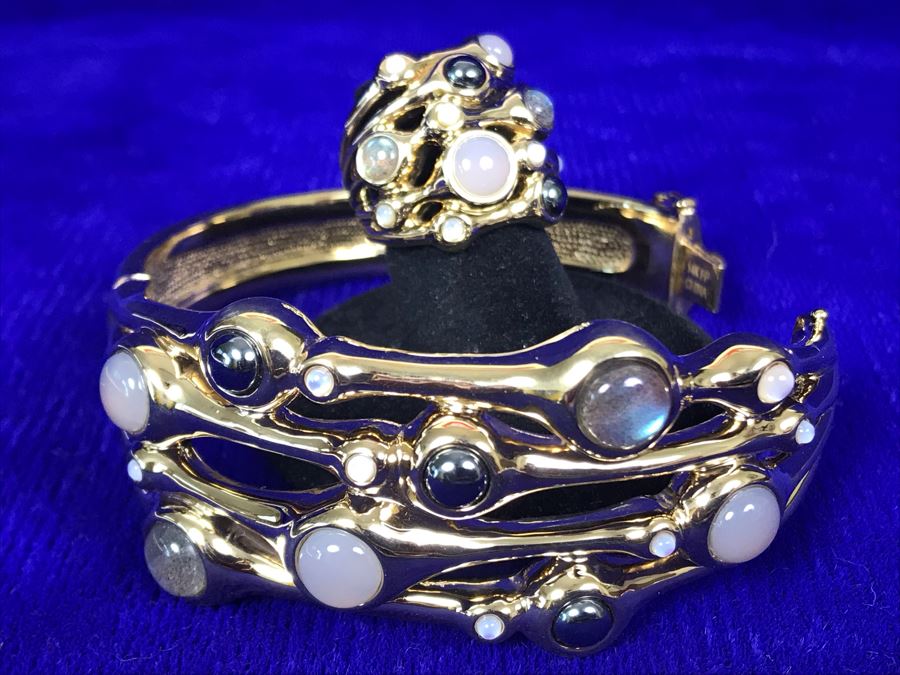 Jewelry Set With 14K FP Gold Silicone Filled Bracelet And 14K FP Gold Silicone Filled Ring Size 5.25 38.4g [Photo 3]