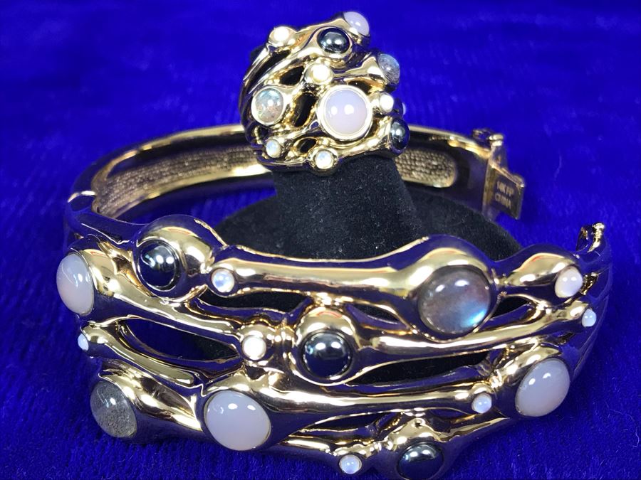 Jewelry Set With 14K FP Gold Silicone Filled Bracelet And 14K FP Gold Silicone Filled Ring Size 5.25 38.4g