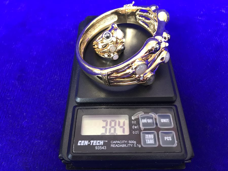 Jewelry Set With 14K FP Gold Silicone Filled Bracelet And 14K FP Gold Silicone Filled Ring Size 5.25 38.4g [Photo 8]