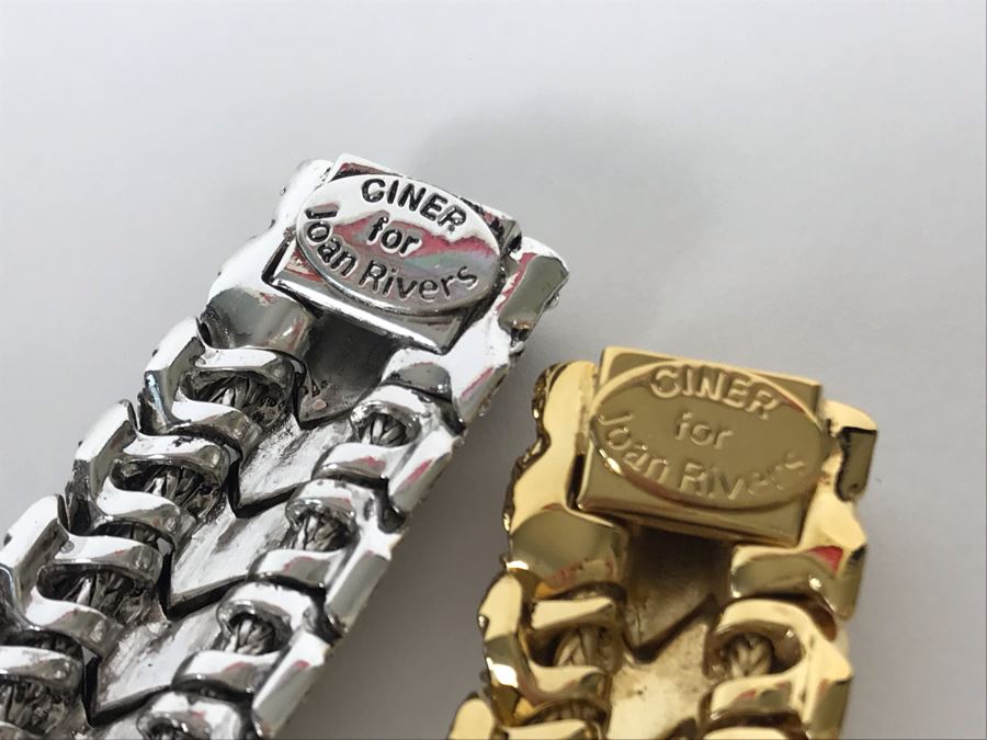 Pair Of Ciner For Joan Rivers Bling Bracelets In Gold And Silver Tone [Photo 4]