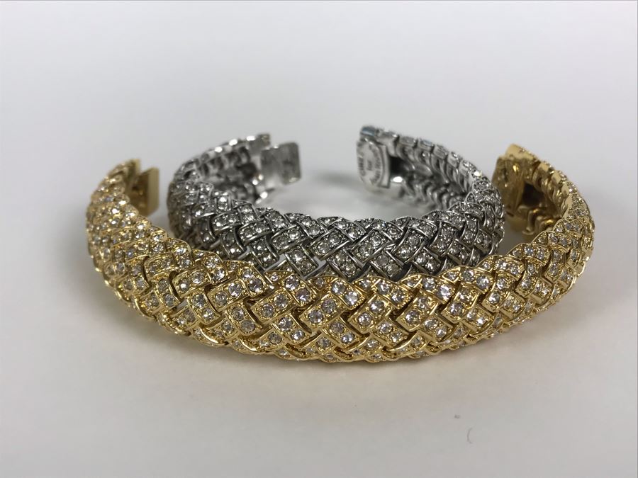 Pair Of Ciner For Joan Rivers Bling Bracelets In Gold And Silver Tone [Photo 2]
