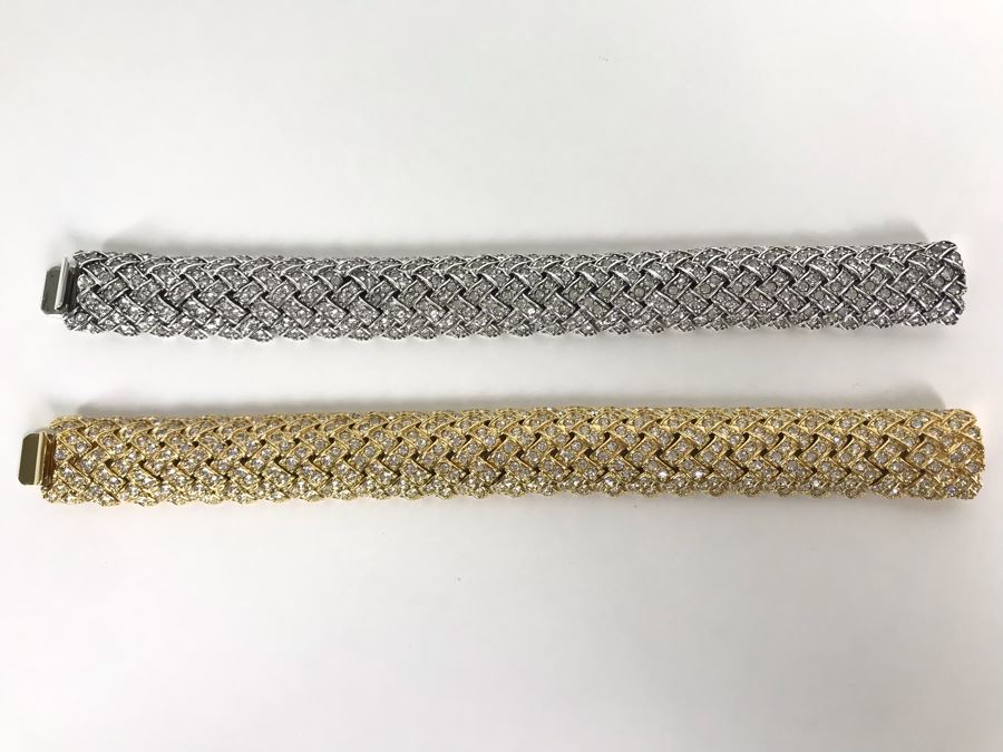 Pair Of Ciner For Joan Rivers Bling Bracelets In Gold And Silver Tone [Photo 5]