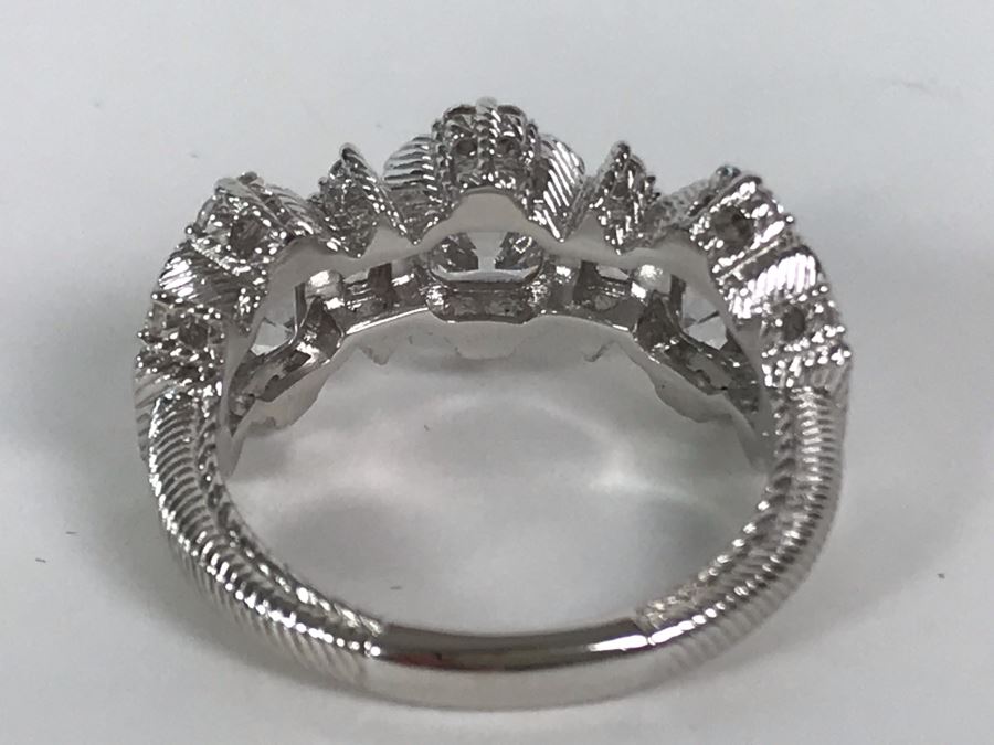 Judith Ripka Sterling Silver CZ Ring Size 9.5 7.2g [Photo 13]