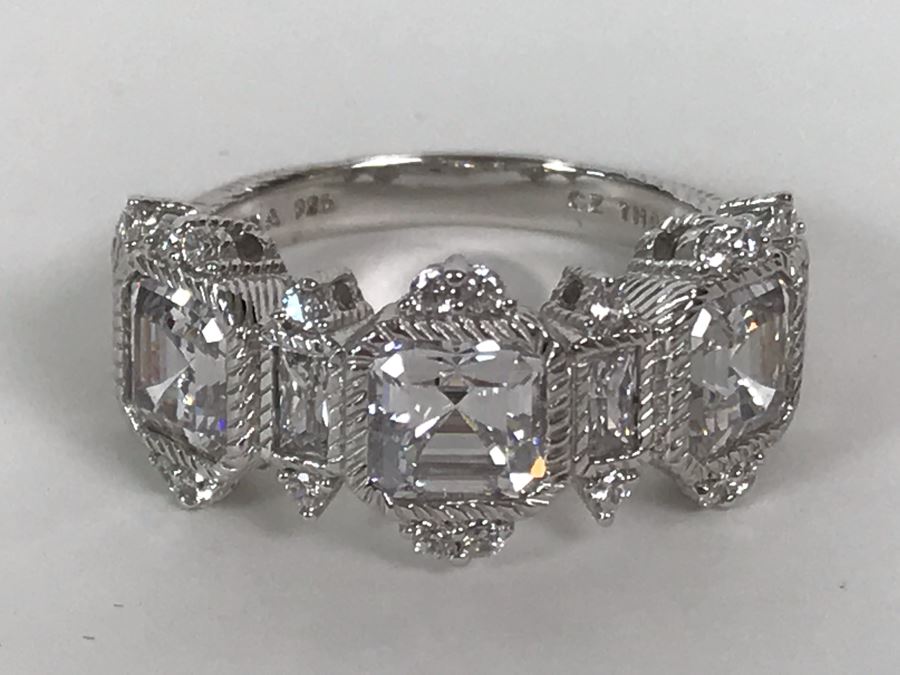 Judith Ripka Sterling Silver CZ Ring Size 9.5 7.2g