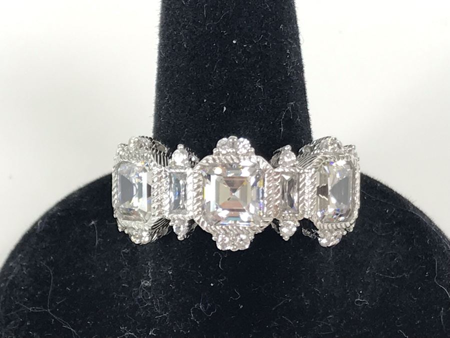 Judith Ripka Sterling Silver CZ Ring Size 9.5 7.2g [Photo 4]