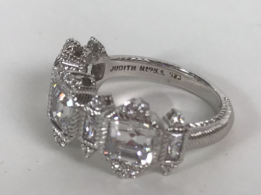 Judith Ripka Sterling Silver CZ Ring Size 9.5 7.2g [Photo 11]