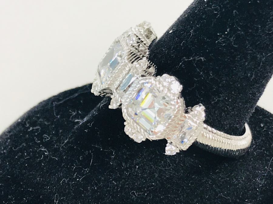 Judith Ripka Sterling Silver CZ Ring Size 9.5 7.2g [Photo 6]