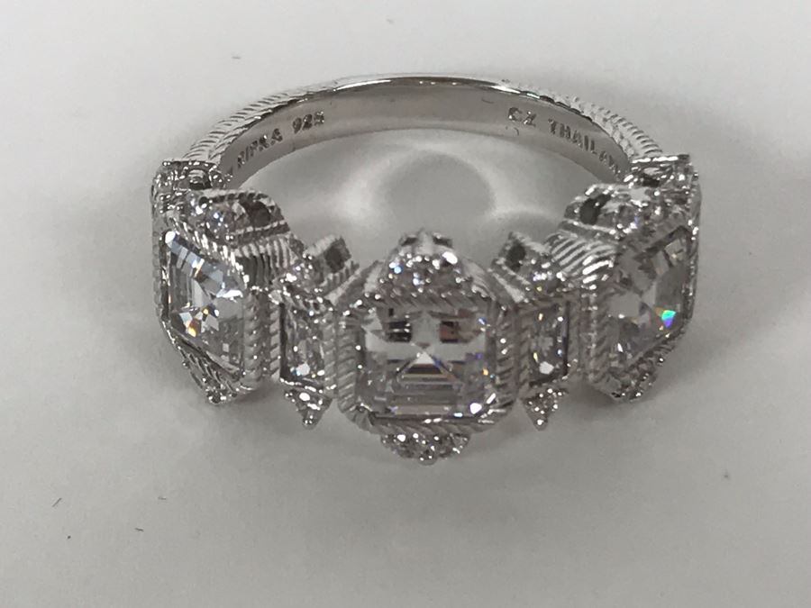 Judith Ripka Sterling Silver CZ Ring Size 9.5 7.2g [Photo 10]