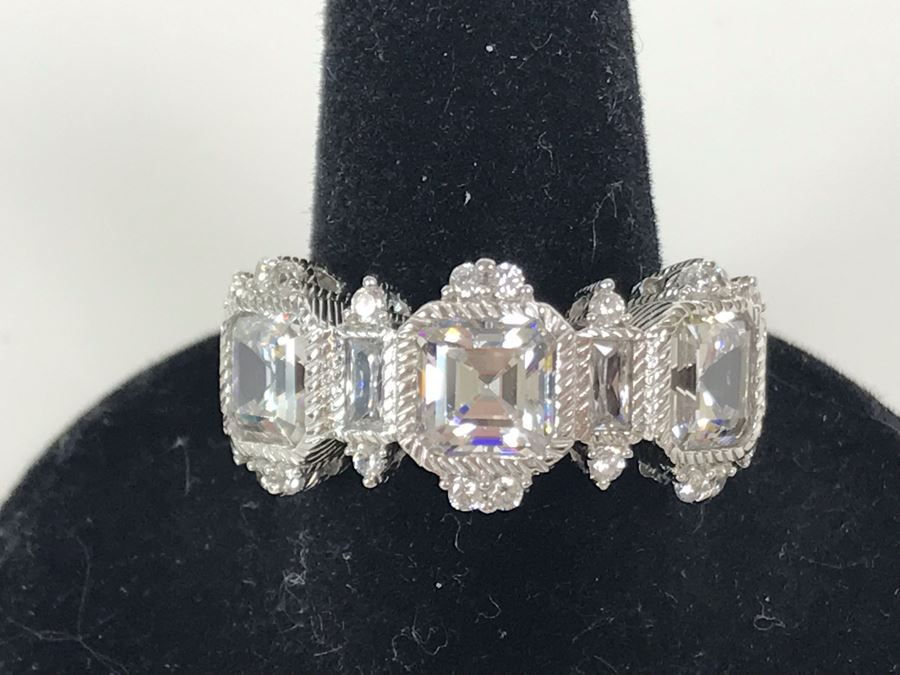 Judith Ripka Sterling Silver CZ Ring Size 9.5 7.2g [Photo 2]
