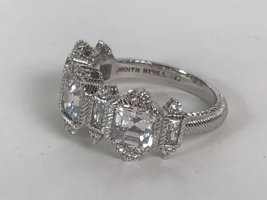Judith Ripka Sterling Silver CZ Ring Size 9.5 7.2g [Photo 12]