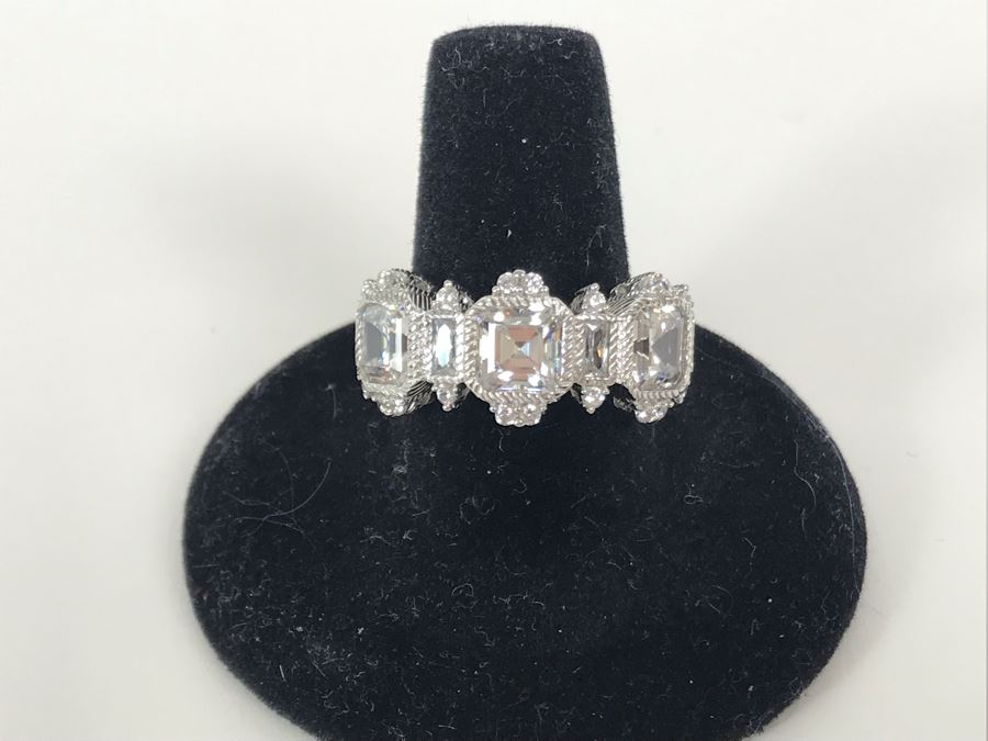 Judith Ripka Sterling Silver CZ Ring Size 9.5 7.2g [Photo 3]