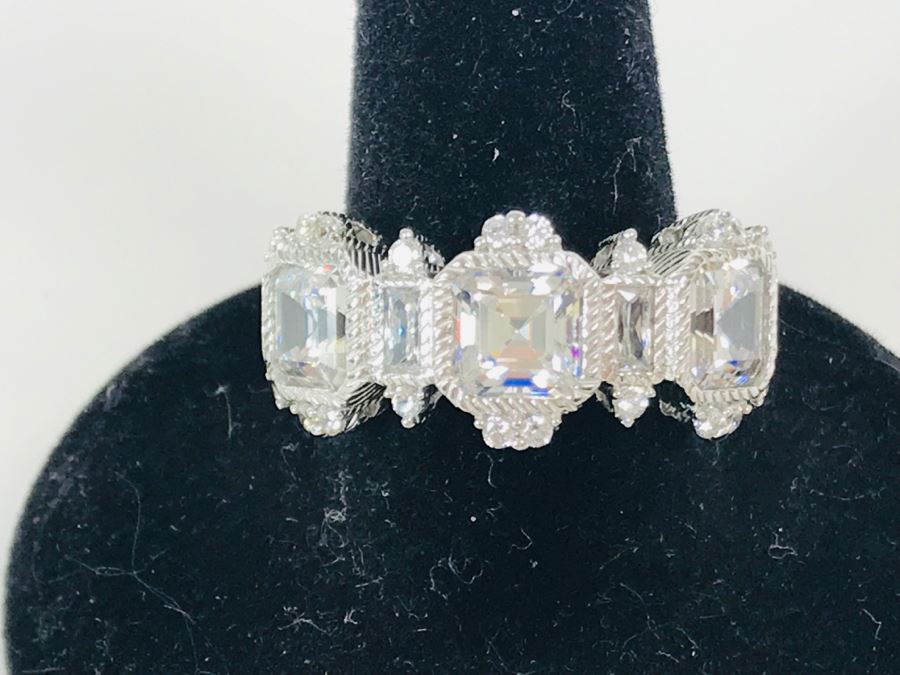 Judith Ripka Sterling Silver CZ Ring Size 9.5 7.2g [Photo 5]