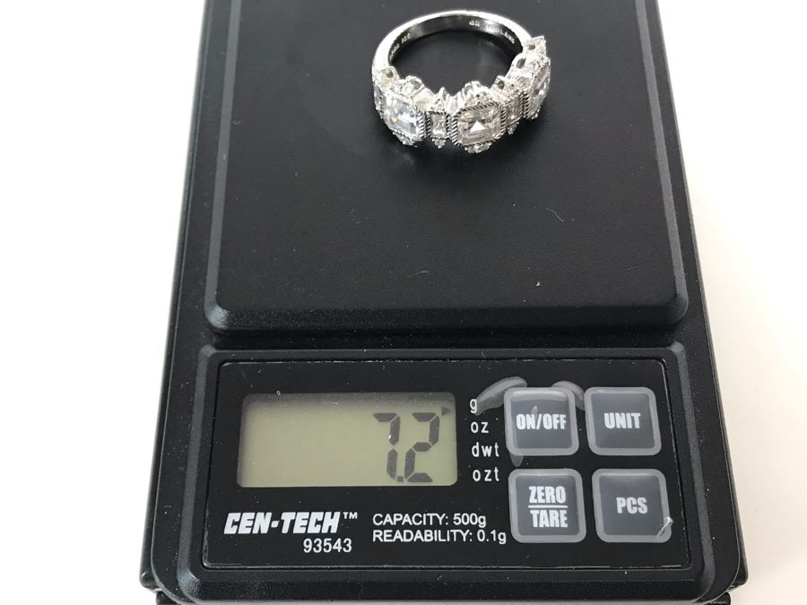 Judith Ripka Sterling Silver CZ Ring Size 9.5 7.2g [Photo 16]