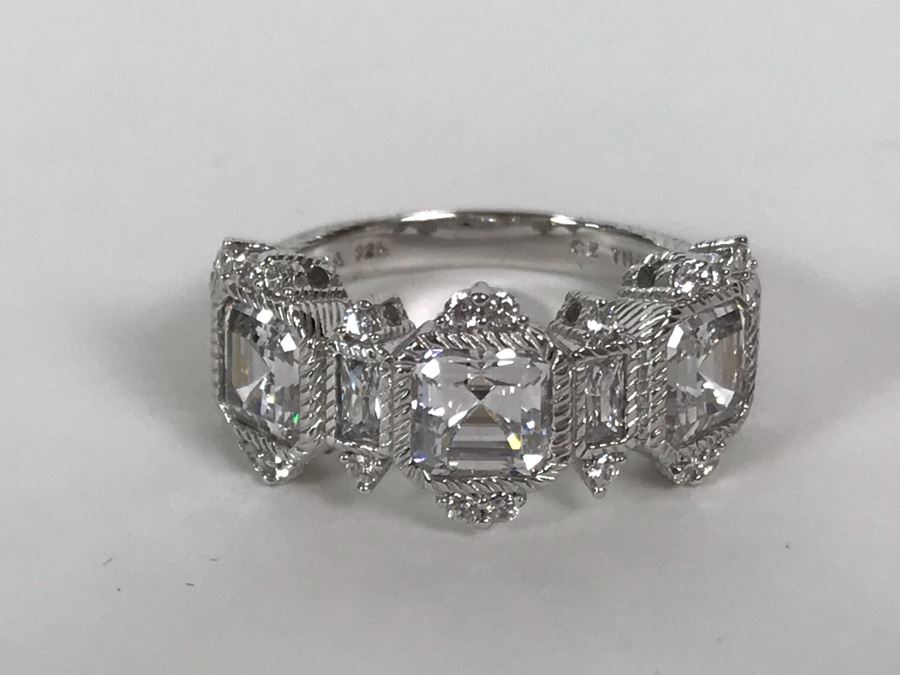 Judith Ripka Sterling Silver CZ Ring Size 9.5 7.2g [Photo 9]