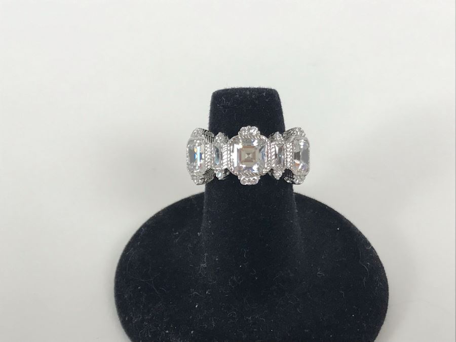 Judith Ripka Sterling Silver CZ Ring Size 5.5 6.4g [Photo 3]