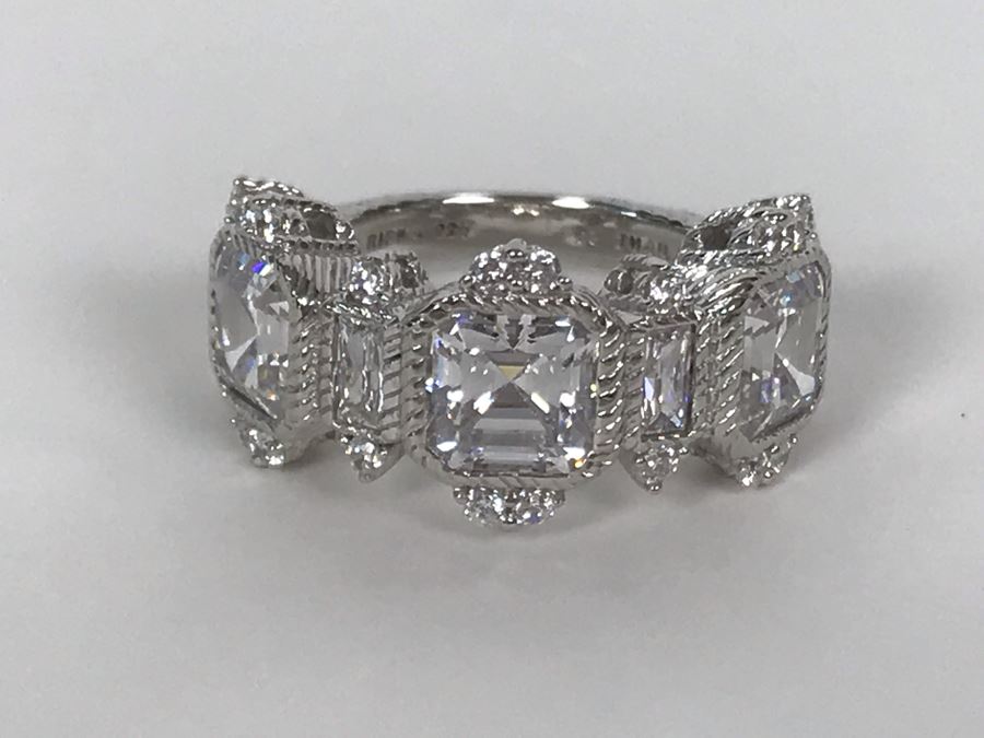 Judith Ripka Sterling Silver CZ Ring Size 5.5 6.4g [Photo 8]