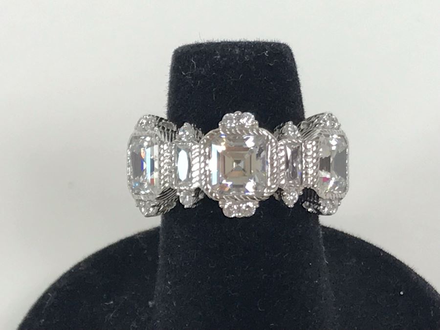 Judith Ripka Sterling Silver CZ Ring Size 5.5 6.4g [Photo 2]