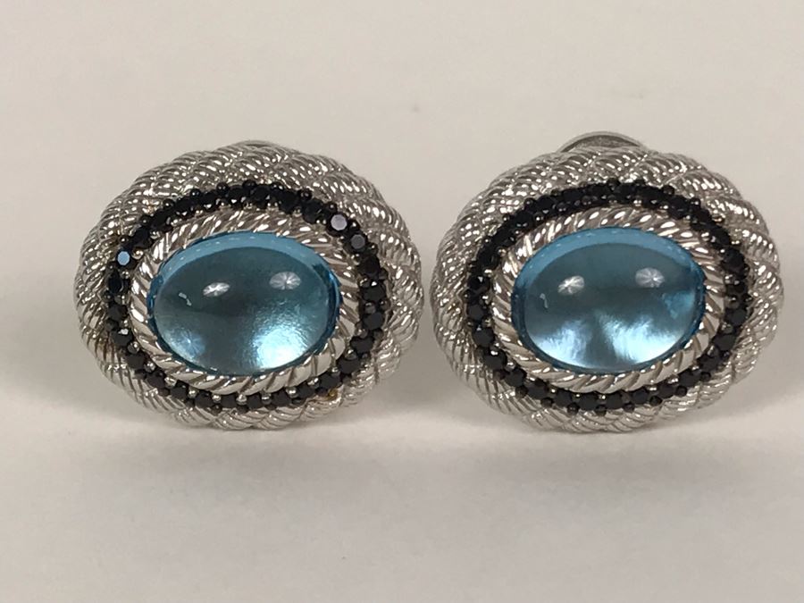 Judith Ripka Sterling Silver Earrings Pierced 8.6g [Photo 1]