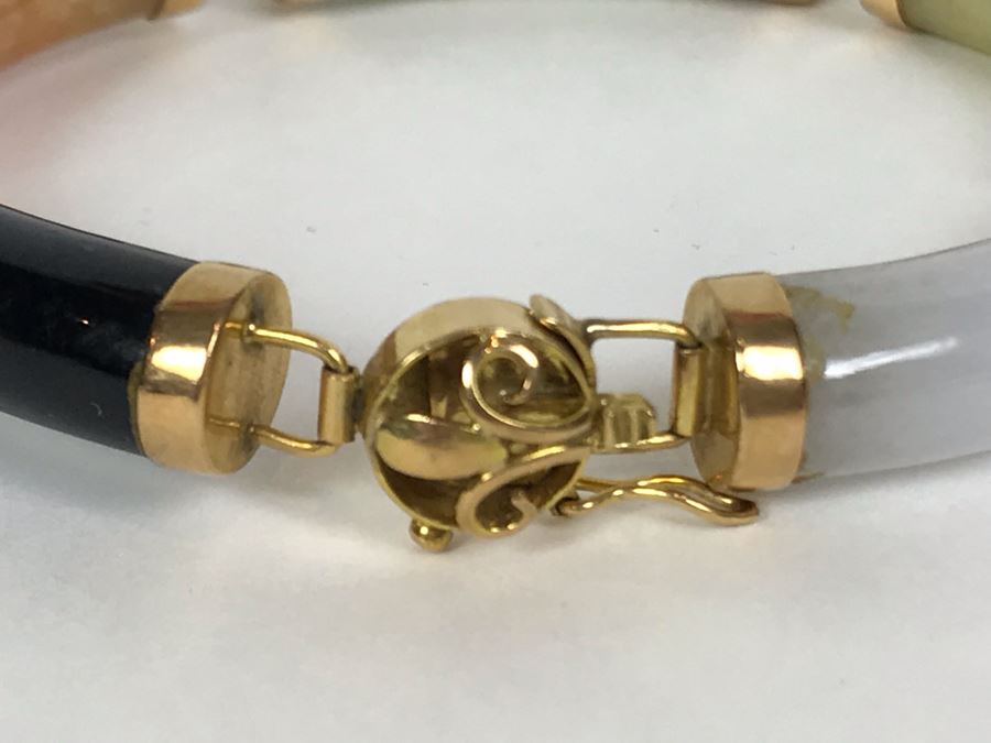 14K Gold Jade Bracelet 28.1g [Photo 6]
