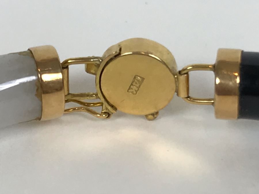 14K Gold Jade Bracelet 28.1g [Photo 4]