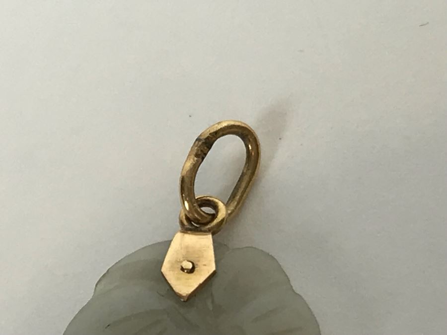 14K Gold Carved Jade Pendant 7.3g [Photo 6]